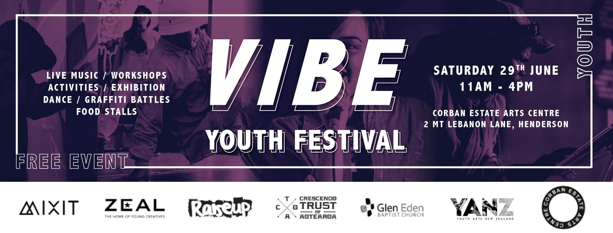 Vibe Youth Festival – Live Music, Workshops, Activities, Exhibition, Dance, Graffiti Battles, Food Stalls